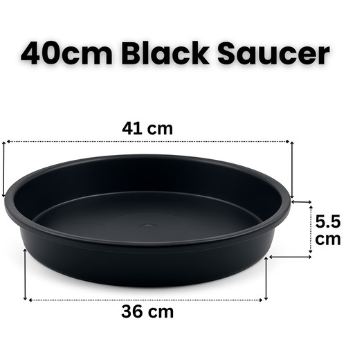 40cm round black - 40cm, plant