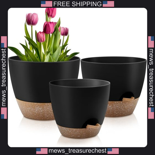 Self watering plant pots set - self,