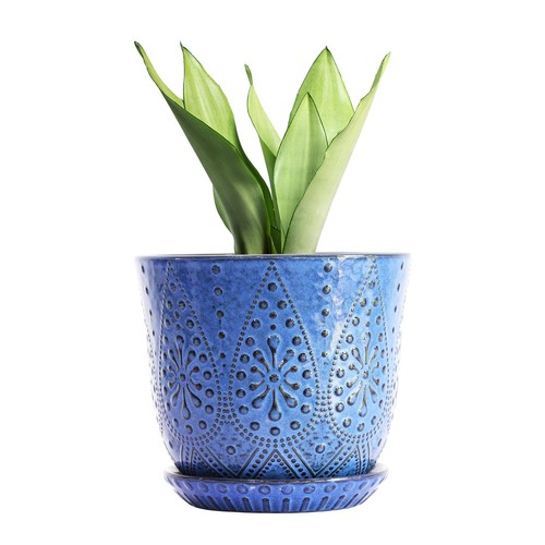 Inch blue ceramic planter - blue,