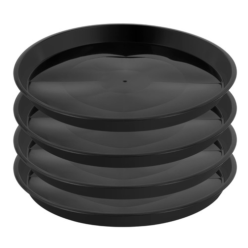 Black round plant - black, saucer